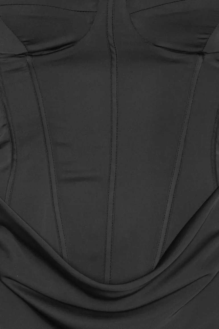 Satin Corset Maxi Dress Black