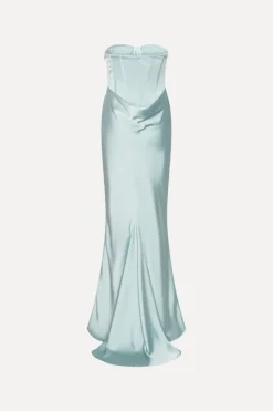 Satin Corset Maxi Dress Light Blue