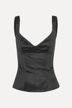 Satin Fitted Top Black