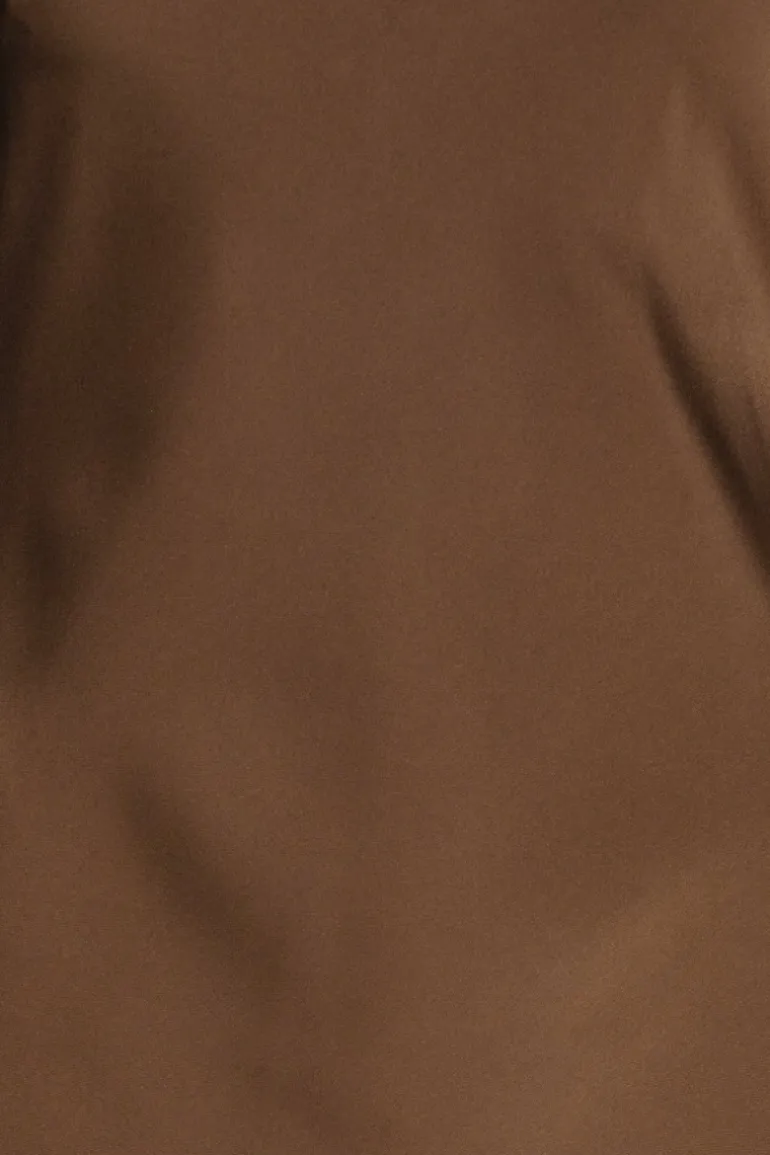 Satin Flowy Sleeve Dress Dark Brown