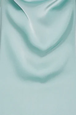 Satin Halterneck Dress Dusty Blue