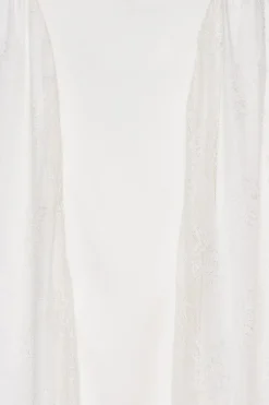 Satin Lace Maxi Dress White