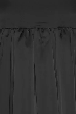 Satin Ls Bubble Dress Black