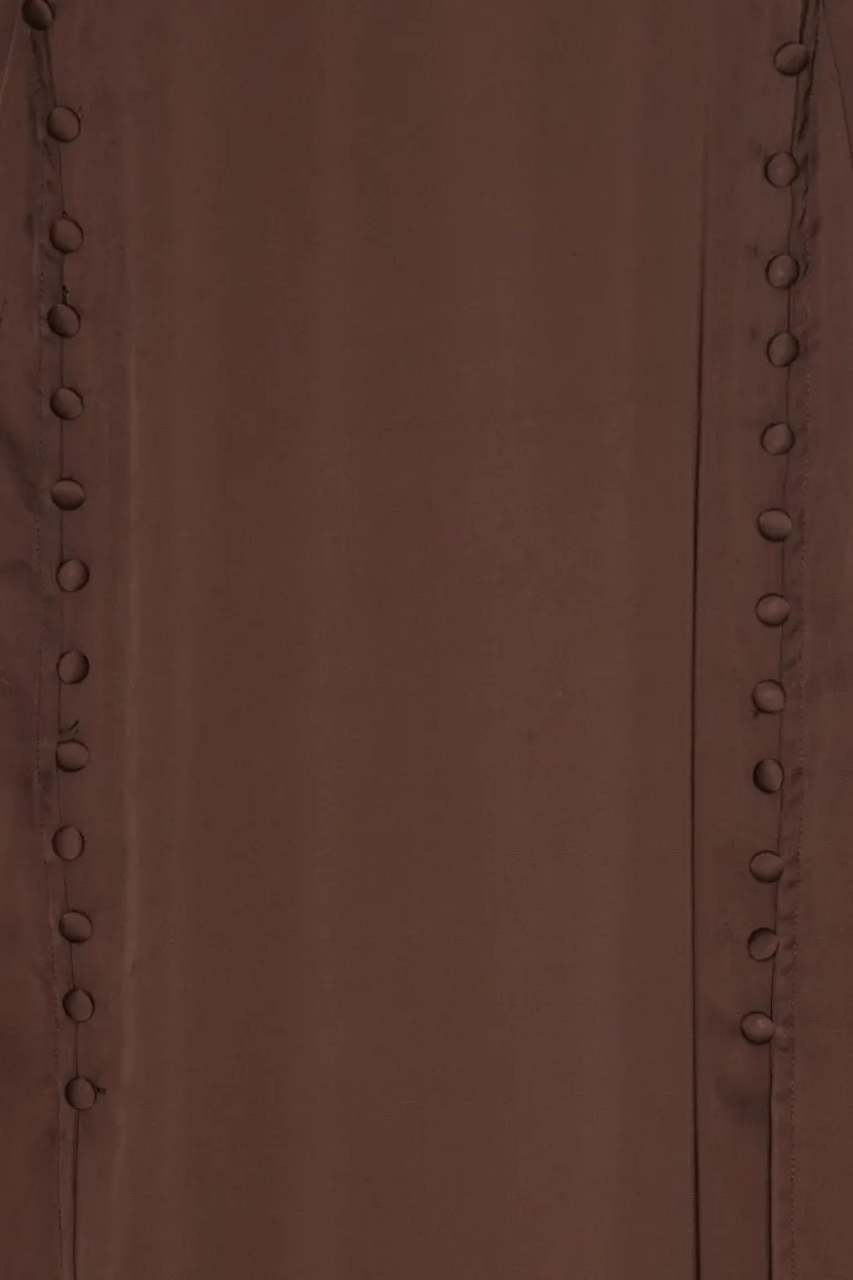 Satin Maxi Ls Dress Dark Brown