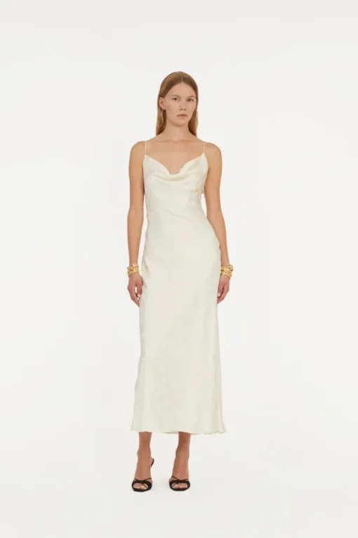 Satin Midi Dress White