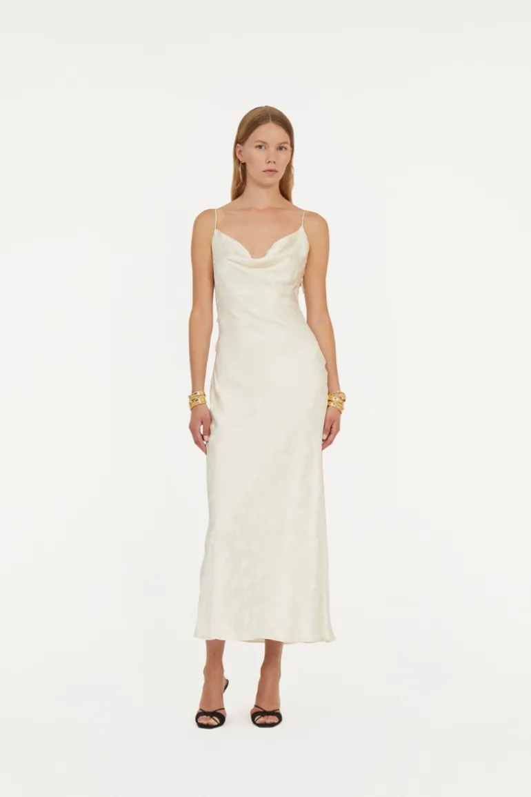 Satin Midi Dress White