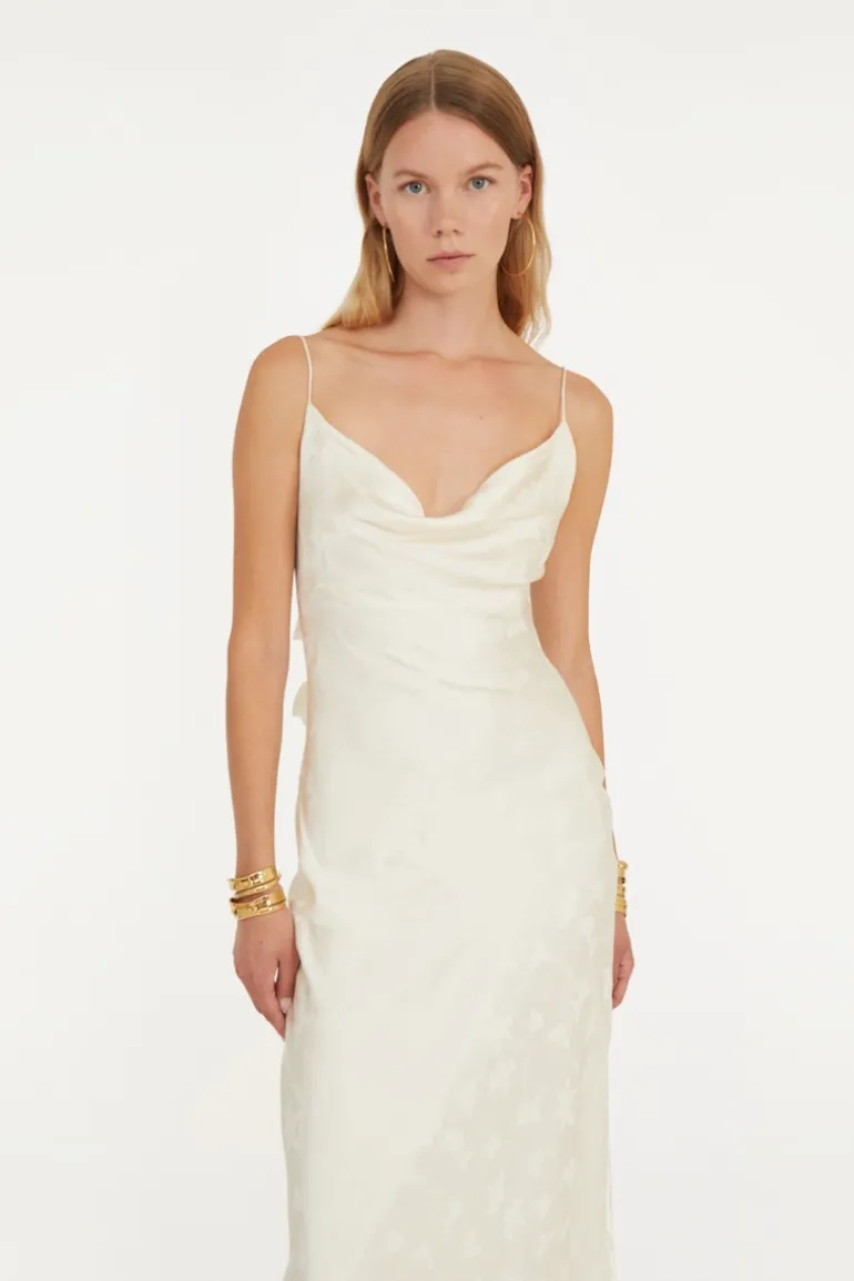 Satin Midi Dress White