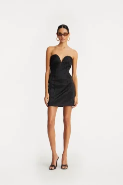 Satin Mini Dress Black