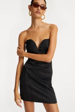 Satin Mini Dress Black