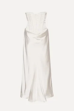 Satin Pearl Corset Dress White