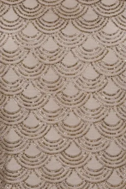 Scallop Sequin Top Taupe