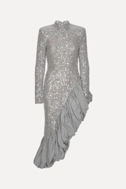 Sequin Asymmetric Dress Grey