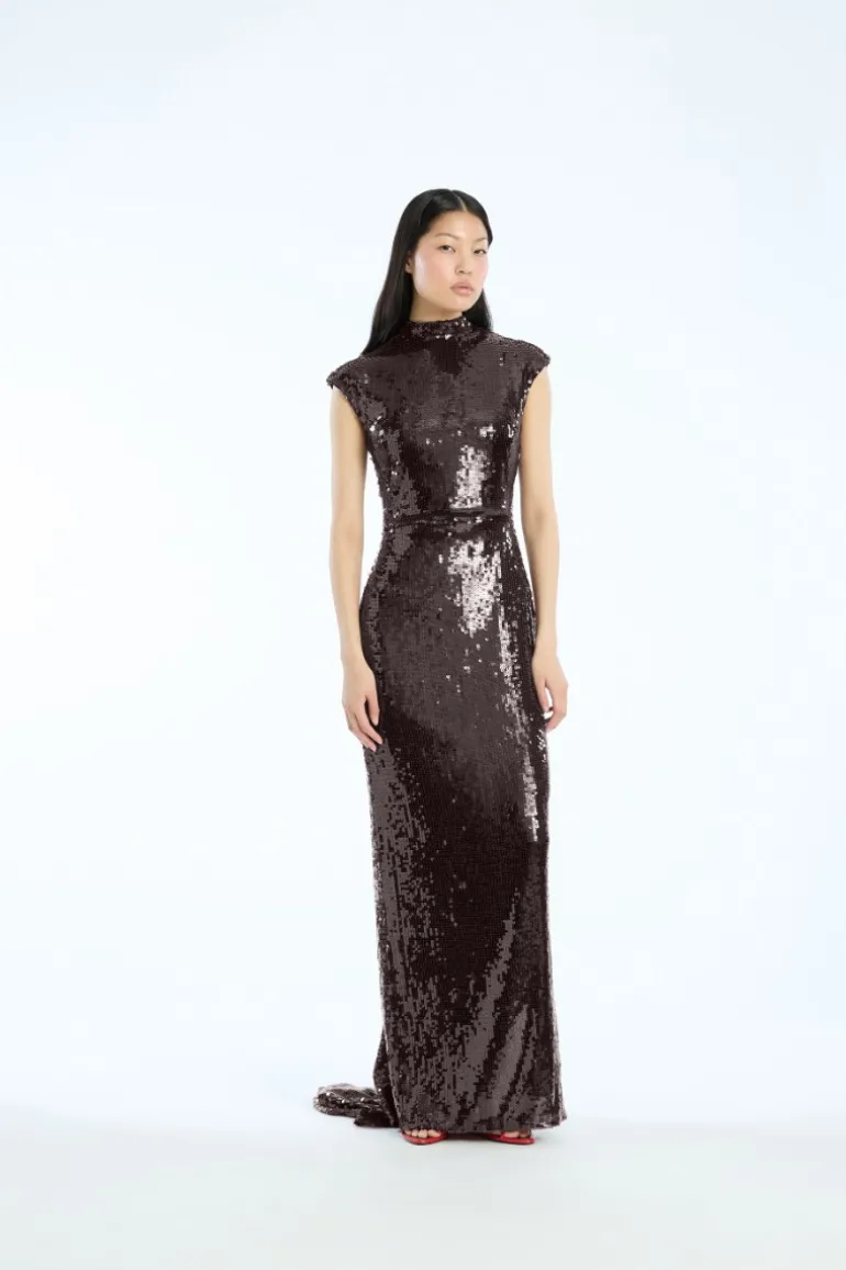 Sequin Cap Sleeve Dress Burgundy