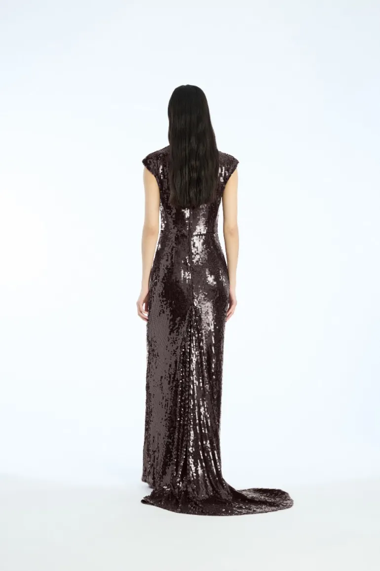 Sequin Cap Sleeve Dress Burgundy