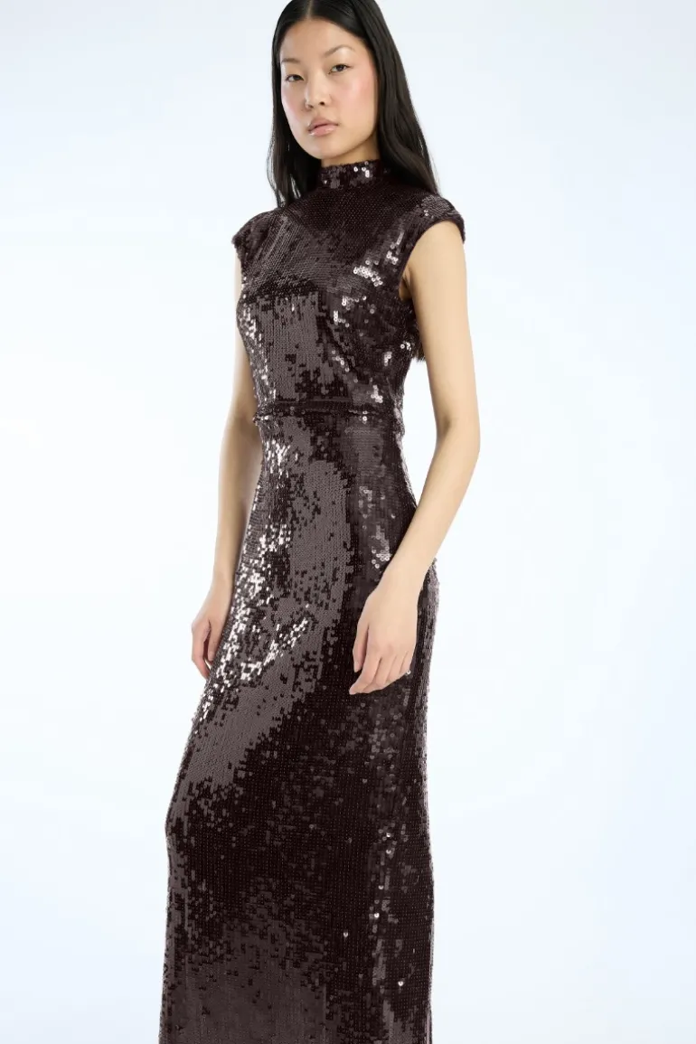 Sequin Cap Sleeve Dress Burgundy