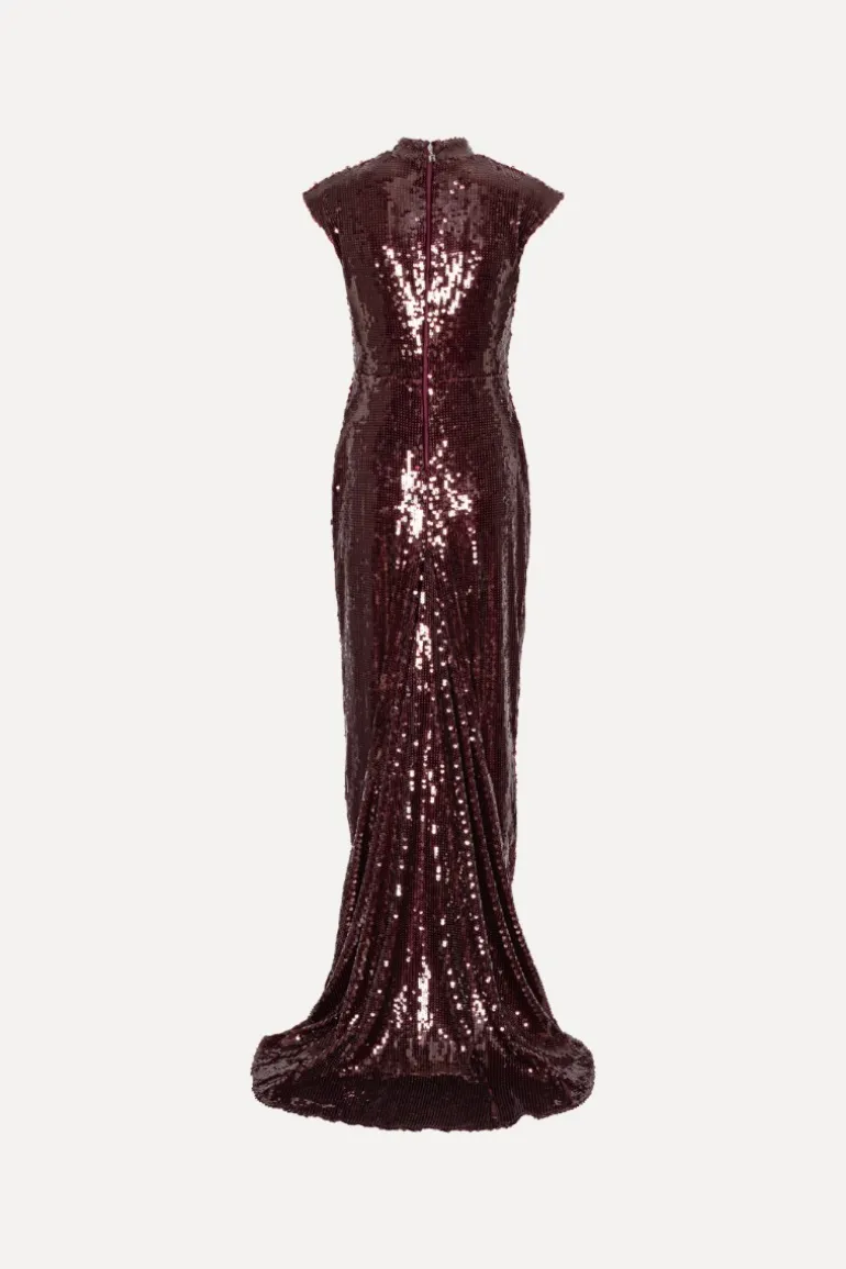 Sequin Cap Sleeve Dress Burgundy