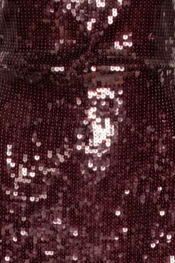 Sequin Cap Sleeve Dress Burgundy