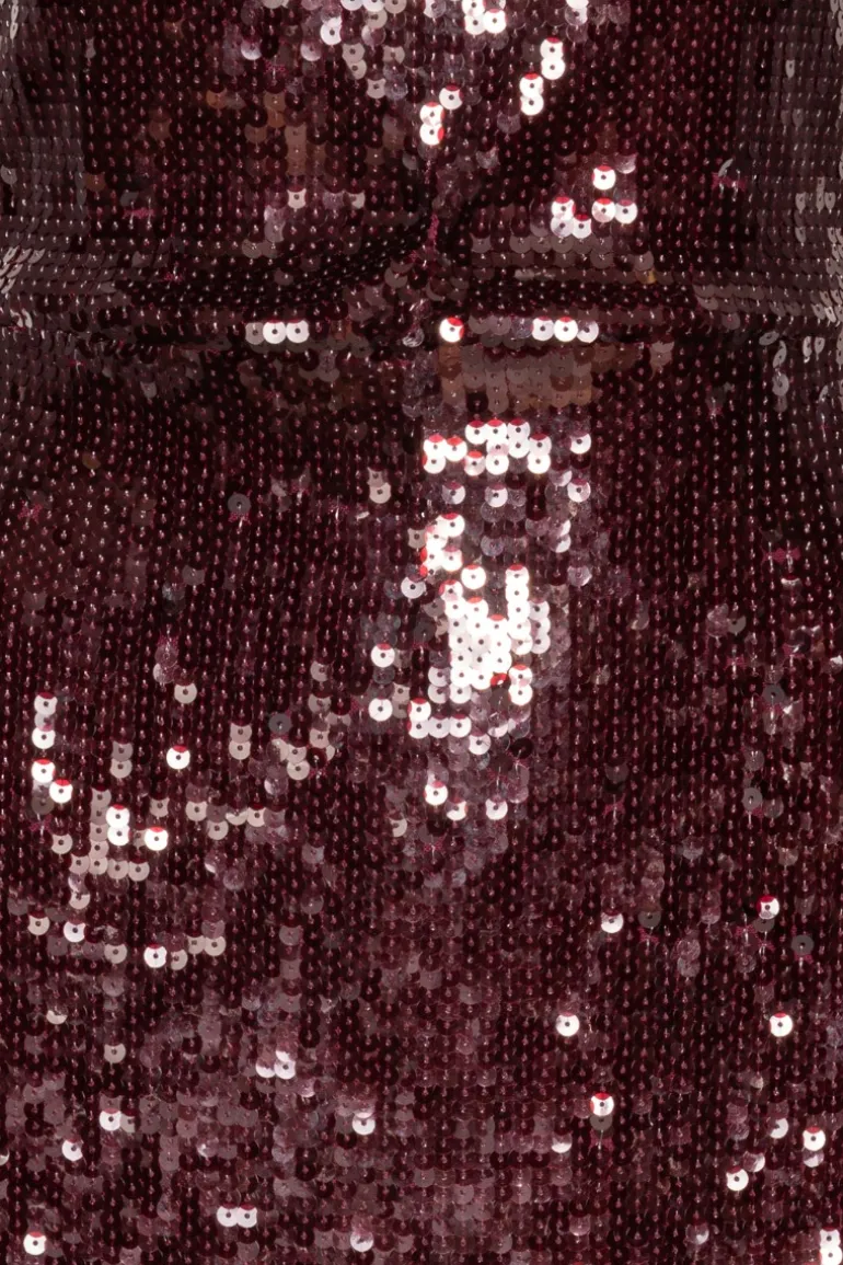 Sequin Cap Sleeve Dress Burgundy
