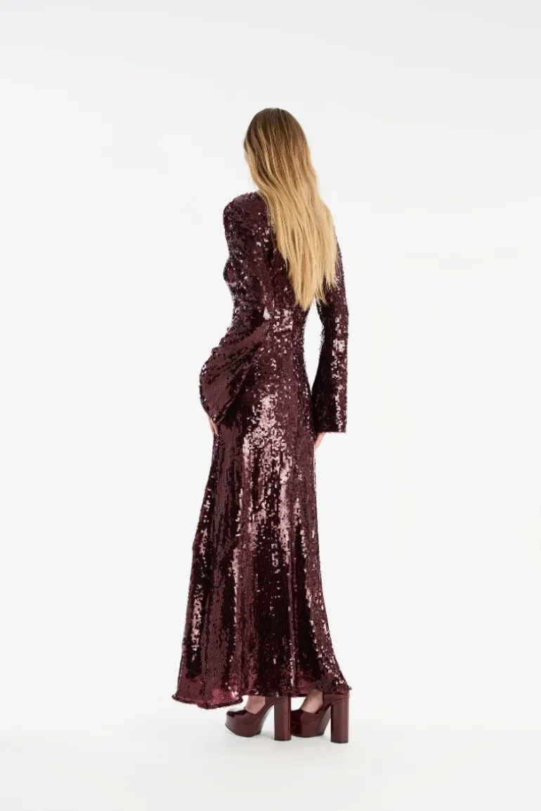 Sequin Maxi Dress Burgundy