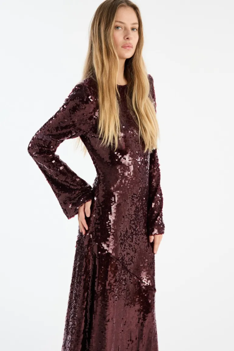 Sequin Maxi Dress Burgundy