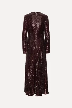 Sequin Maxi Dress Burgundy