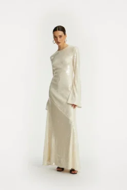 Sequin Maxi Dress White