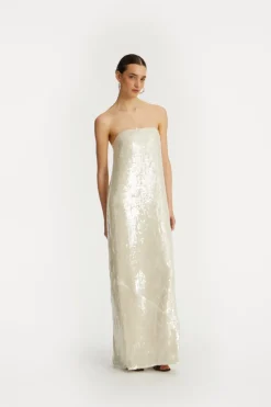 Sequin Maxi Dress White