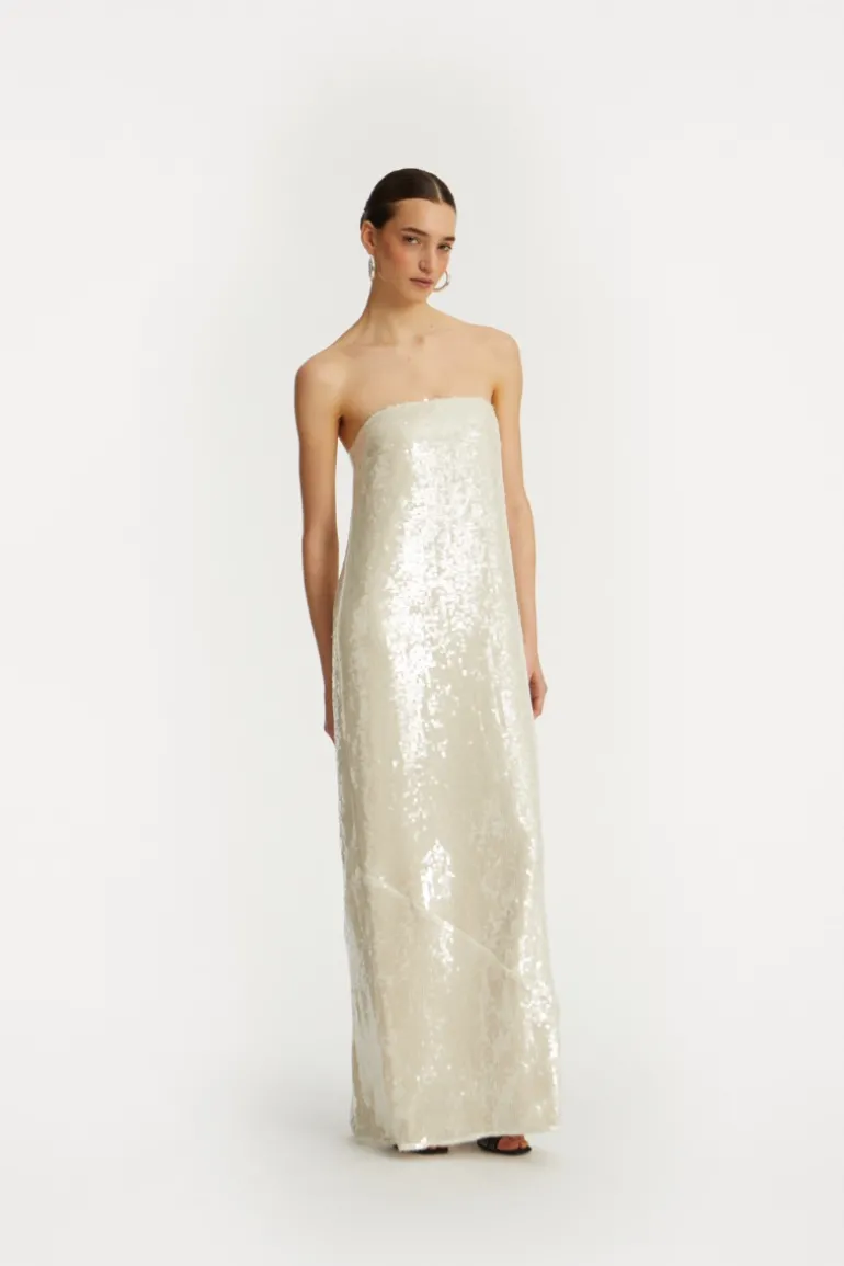 Sequin Maxi Dress White