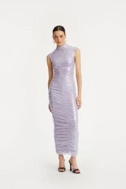 Sequin Midi Dress Purple