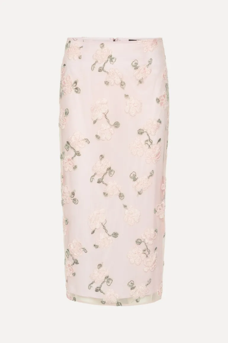 Sequin Midi Pencil Skirt Light Pink