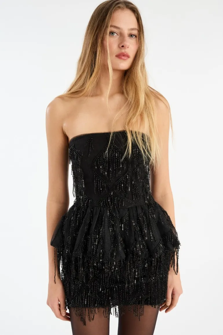 Sequins Bubble Top Black