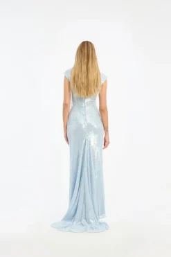 Sequins Cap Sleeve Dress Light Blue