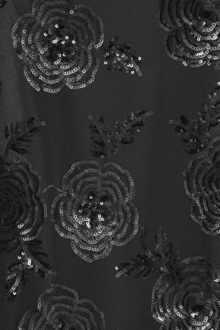 Sequins Fitted Maxi Dress Black