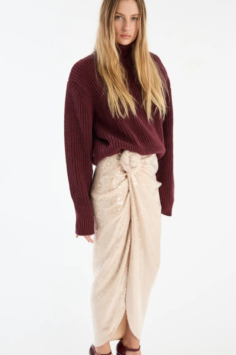 Sequins Knot Skirt Creme