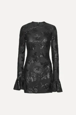 Sequins Ls Mini Dress Black