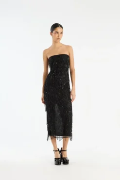 Sequins Midi Tube Dress Black