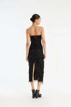 Sequins Midi Tube Dress Black