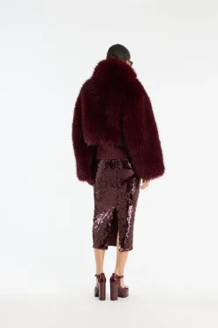 Sequins Pencil Skirt Burgundy