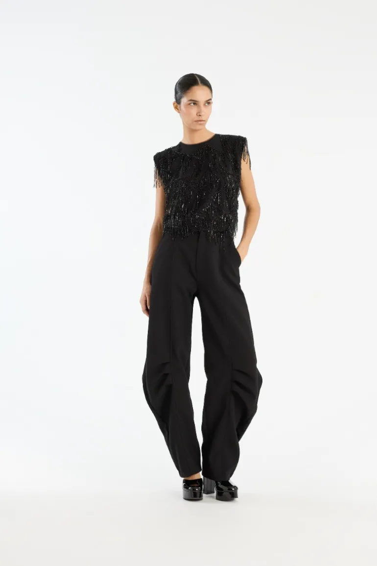 Sequins Sleeveless Top Black