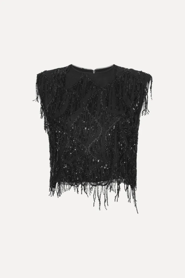 Sequins Sleeveless Top Black