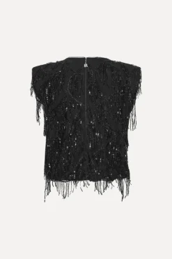 Sequins Sleeveless Top Black