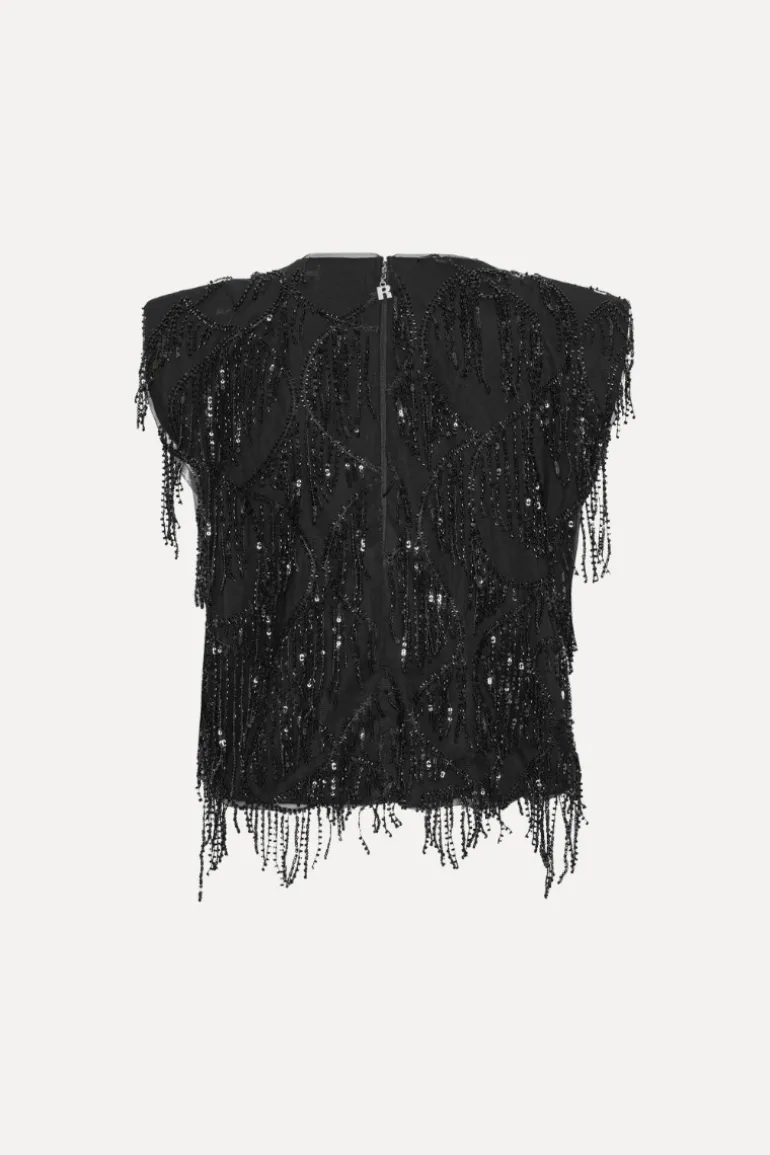 Sequins Sleeveless Top Black