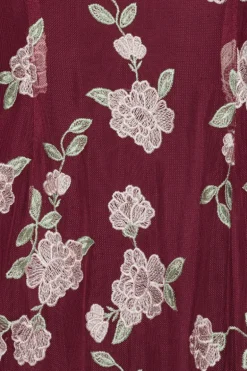 Sleeveless Maxi Dress Bordeaux Flower Print