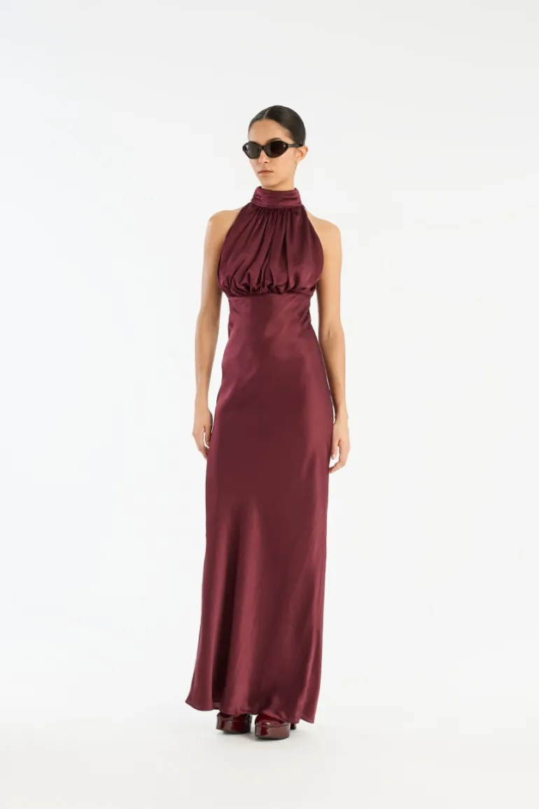 Sleeveless Silk Dress Burgundy