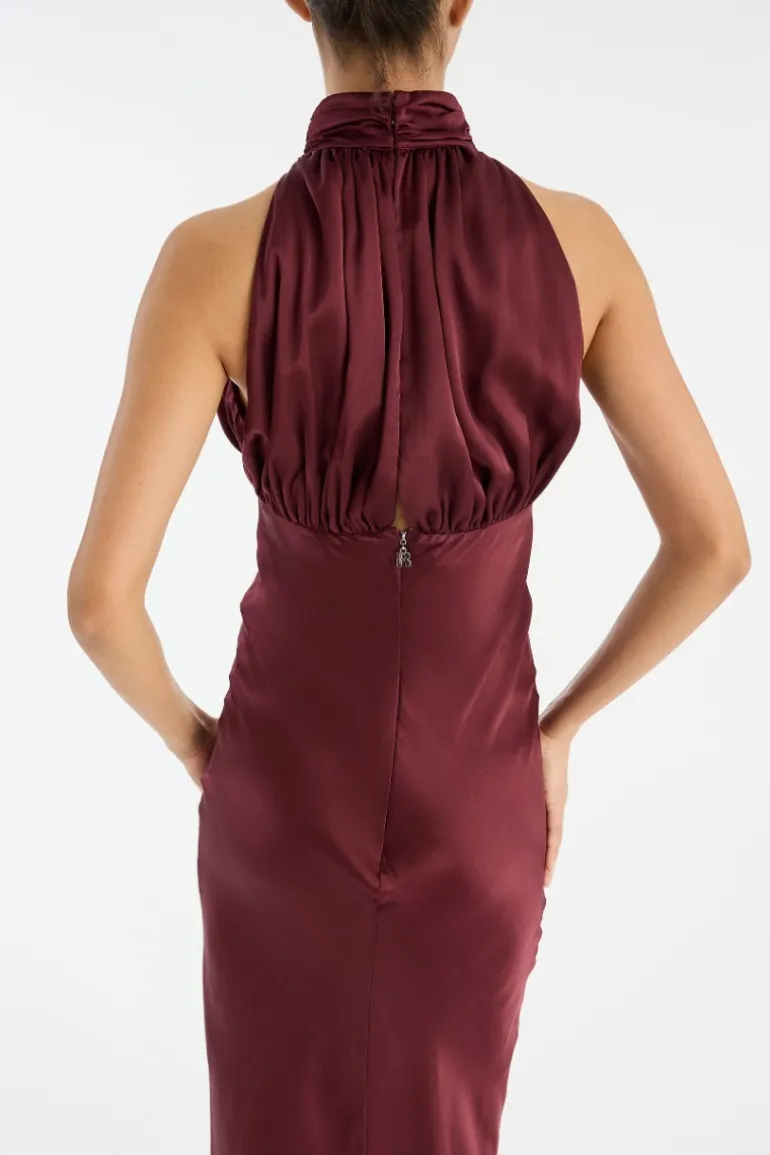 Sleeveless Silk Dress Burgundy