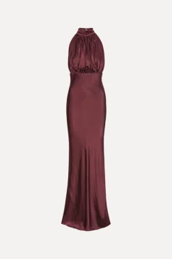 Sleeveless Silk Dress Burgundy