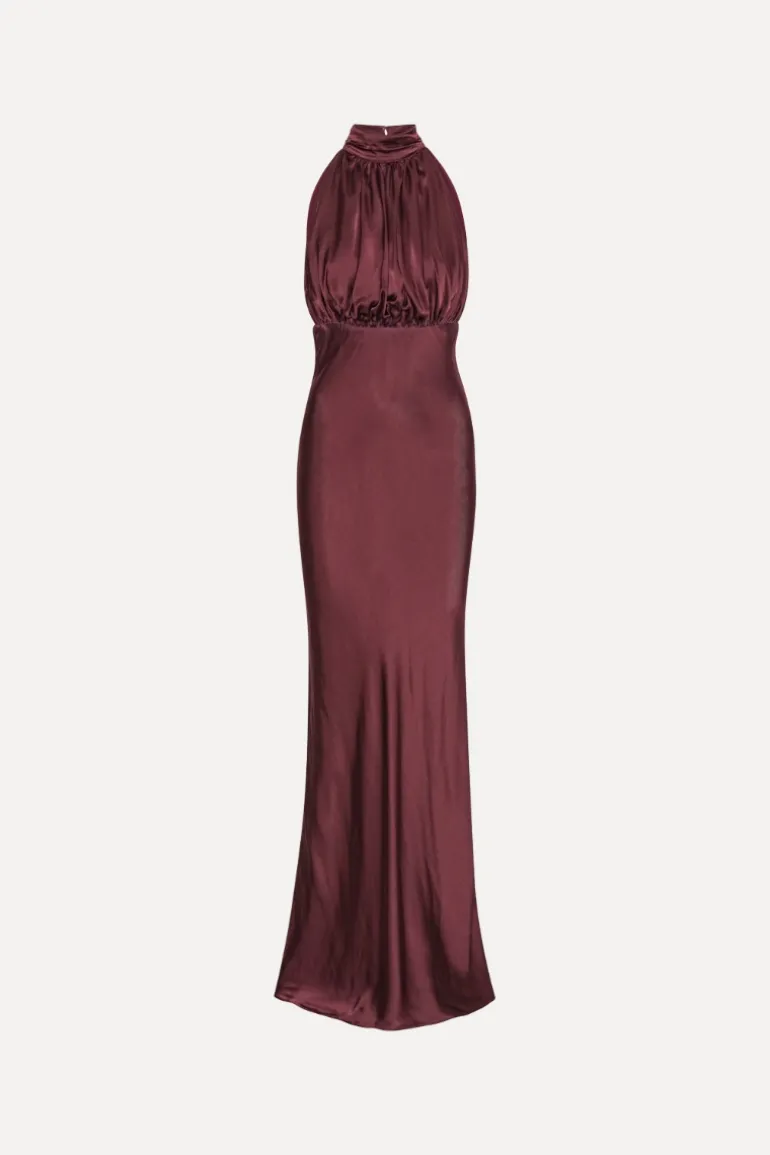Sleeveless Silk Dress Burgundy