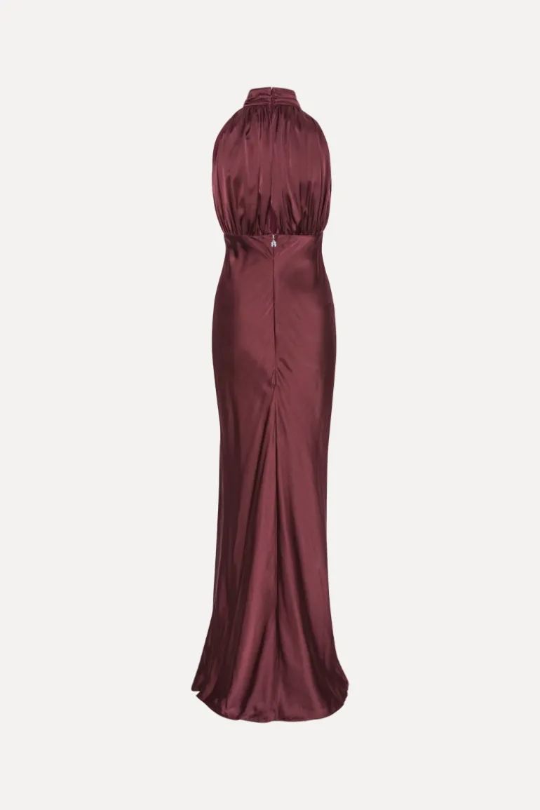 Sleeveless Silk Dress Burgundy