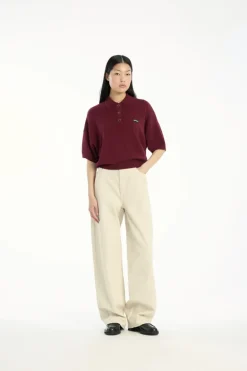 Slinky Knit Polo Bordeaux