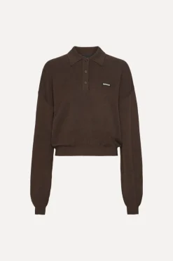 Slinky Knit Polo Dark Brown